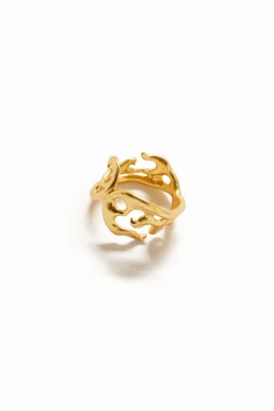 Joalharia<Desigual Anel formas orgânicas banho ouro Zalio