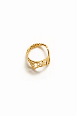 Joalharia<Desigual Anel mensagem banho ouro Zalio