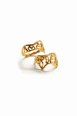 Joalharia<Desigual Anel mensagem banho ouro Zalio
