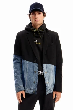 Casacões E Casacos<Desigual Blazer de ganga em dois materiais