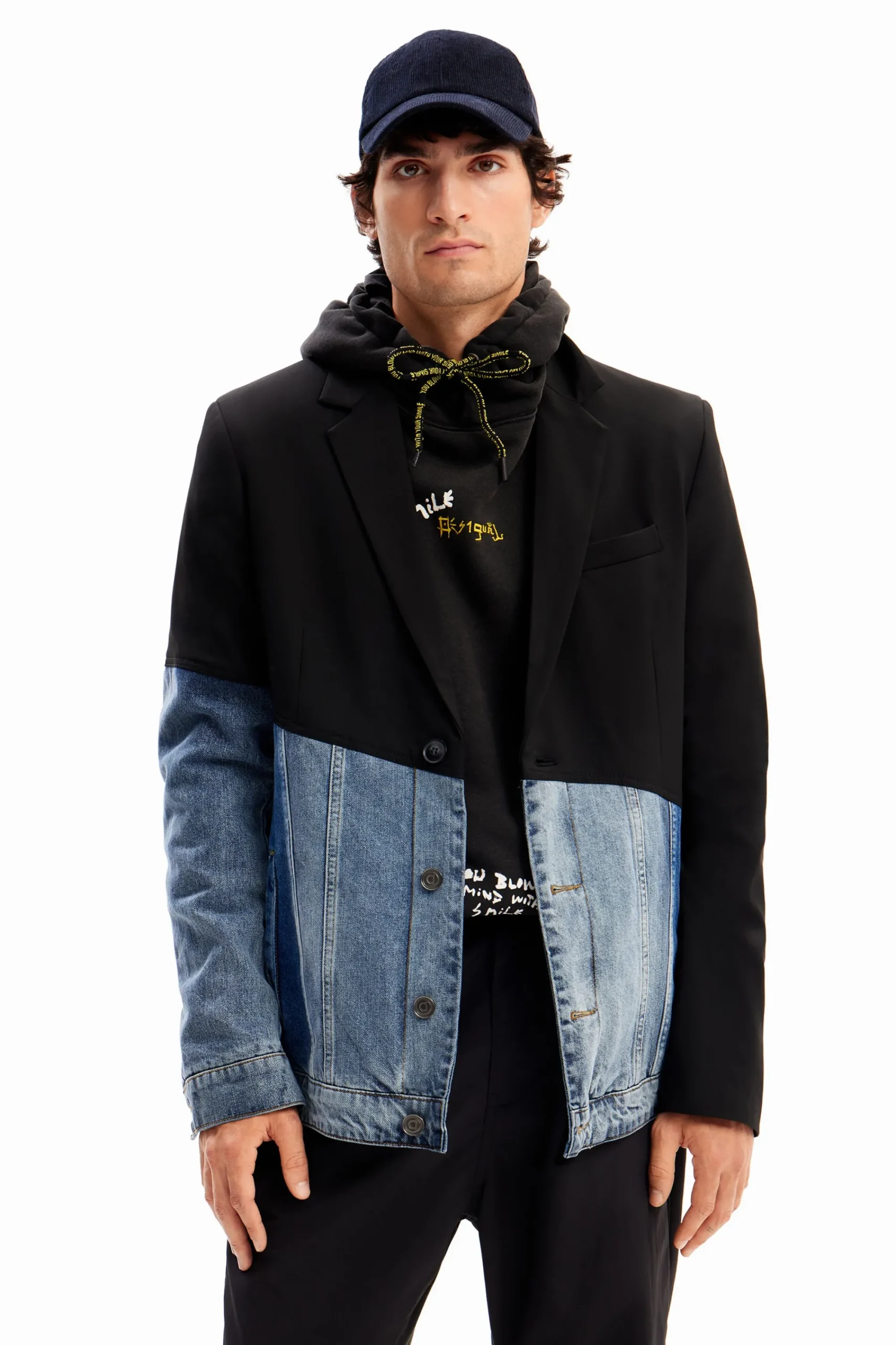 Casacões E Casacos<Desigual Blazer de ganga em dois materiais