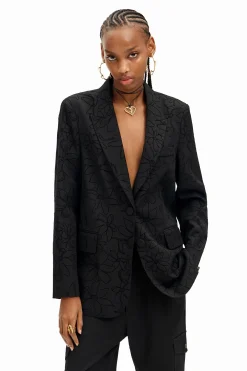 Casacões E Casacos<Desigual Blazer texturizado silhueta flores