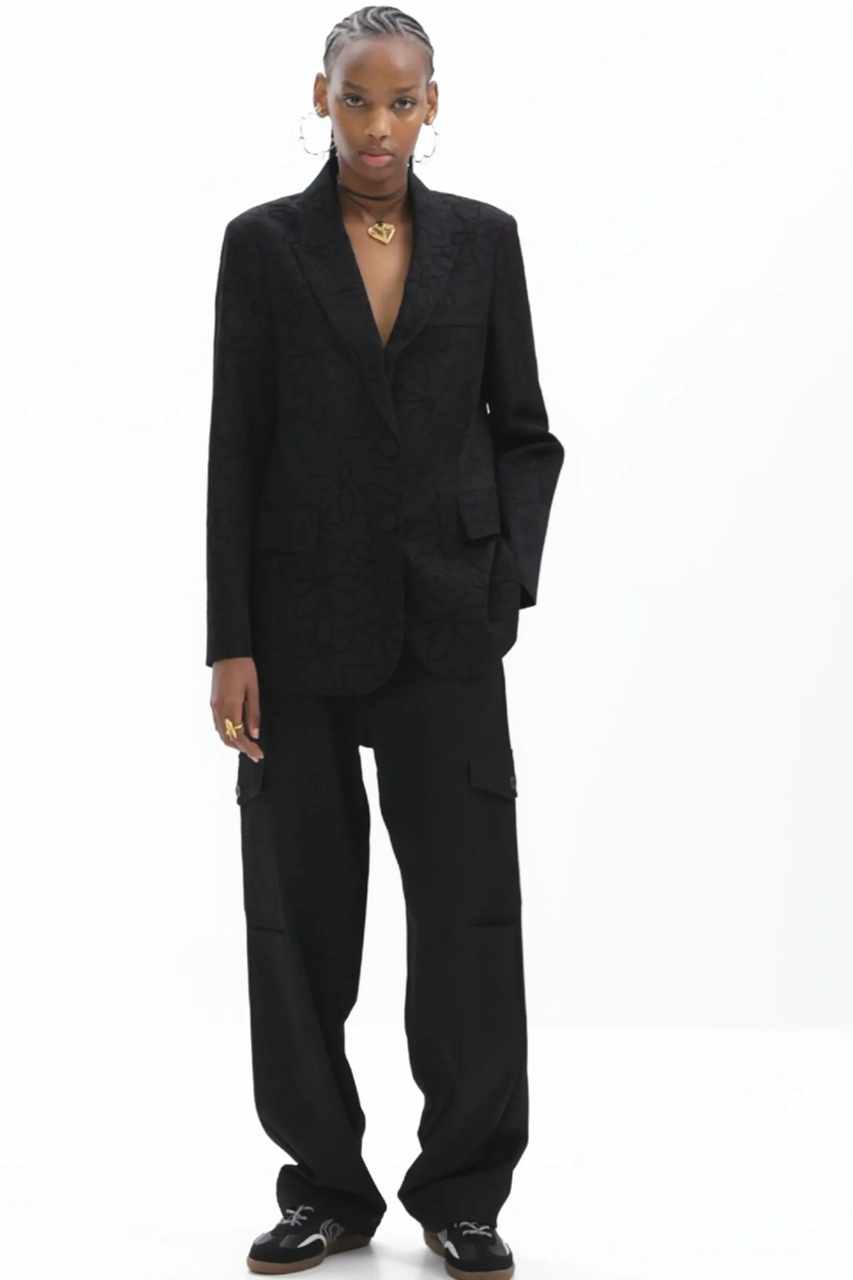 Casacões E Casacos<Desigual Blazer texturizado silhueta flores