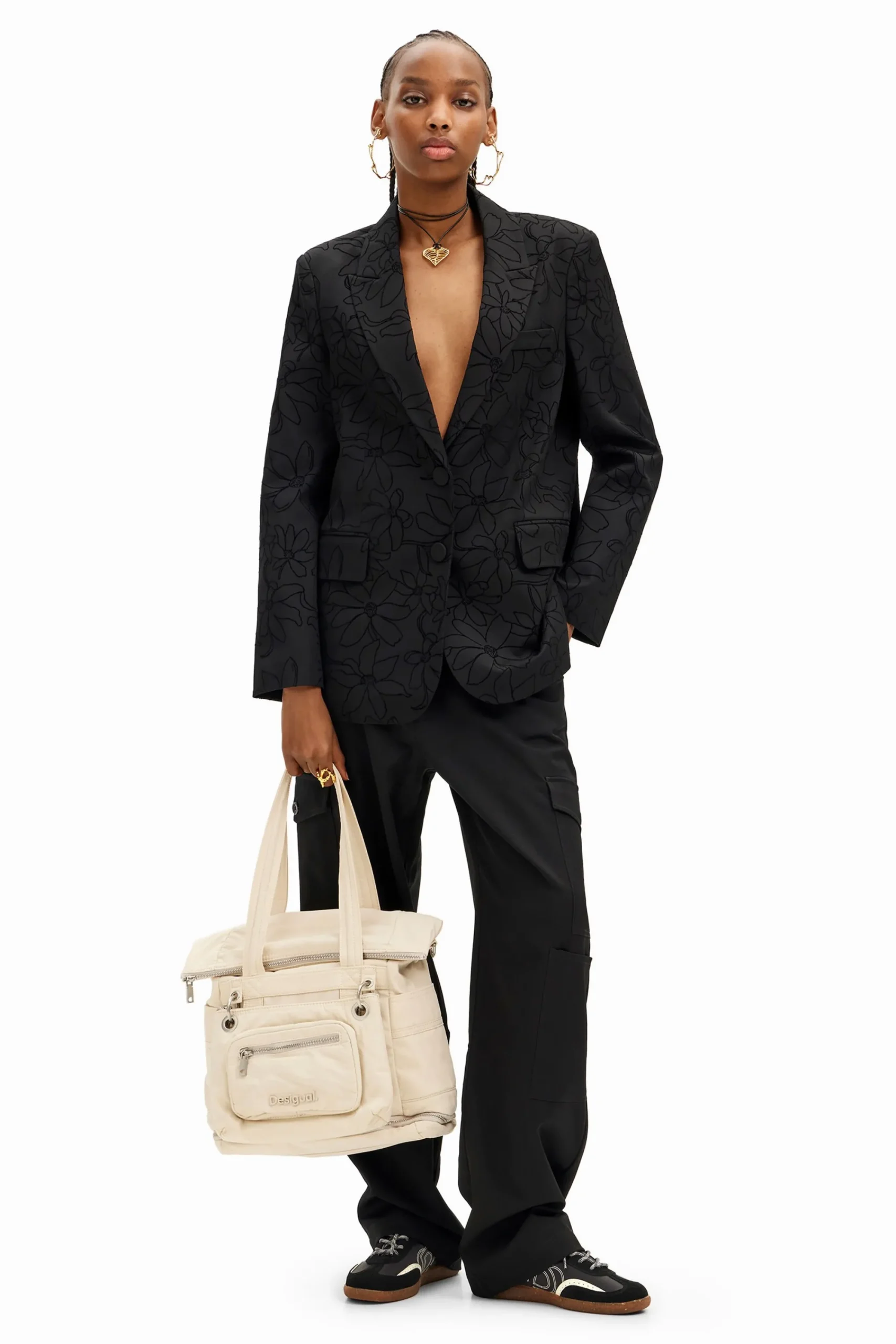 Casacões E Casacos<Desigual Blazer texturizado silhueta flores