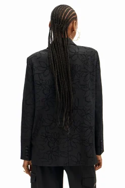 Casacões E Casacos<Desigual Blazer texturizado silhueta flores