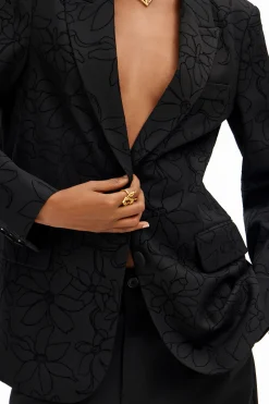 Casacões E Casacos<Desigual Blazer texturizado silhueta flores