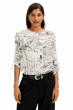 Camisas E Blusas<Desigual Blusa com textos e mangas ajustáveis.