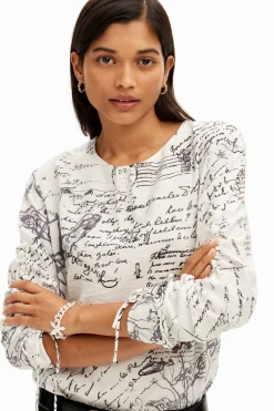 Camisas E Blusas<Desigual Blusa com textos e mangas ajustáveis.