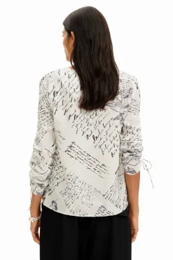 Camisas E Blusas<Desigual Blusa com textos e mangas ajustáveis.