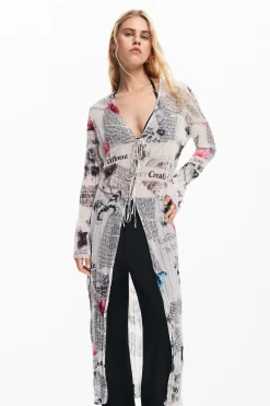Camisas E Blusas|Vestidos E Macacões<Desigual Blusa larga com estampa de jornal