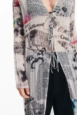 Camisas E Blusas|Vestidos E Macacões<Desigual Blusa larga com estampa de jornal