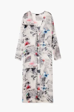 Camisas E Blusas|Vestidos E Macacões<Desigual Blusa larga com estampa de jornal