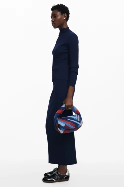 Malas<Desigual Bolso de denim listrado