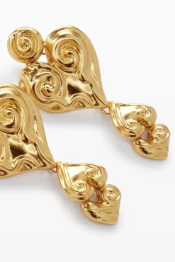 Joalharia<Desigual Brincos triplo coração banho de ouro Zalio