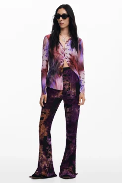 Calças<Desigual Calça flare devoré