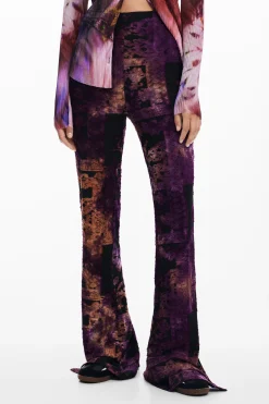 Calças<Desigual Calça flare devoré