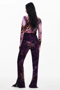 Calças<Desigual Calça flare devoré