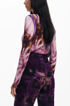 Calças<Desigual Calça flare devoré