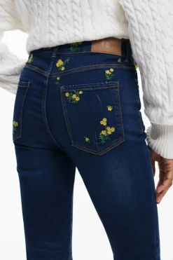 Jeans|Calças<Desigual Calça jeans com flores