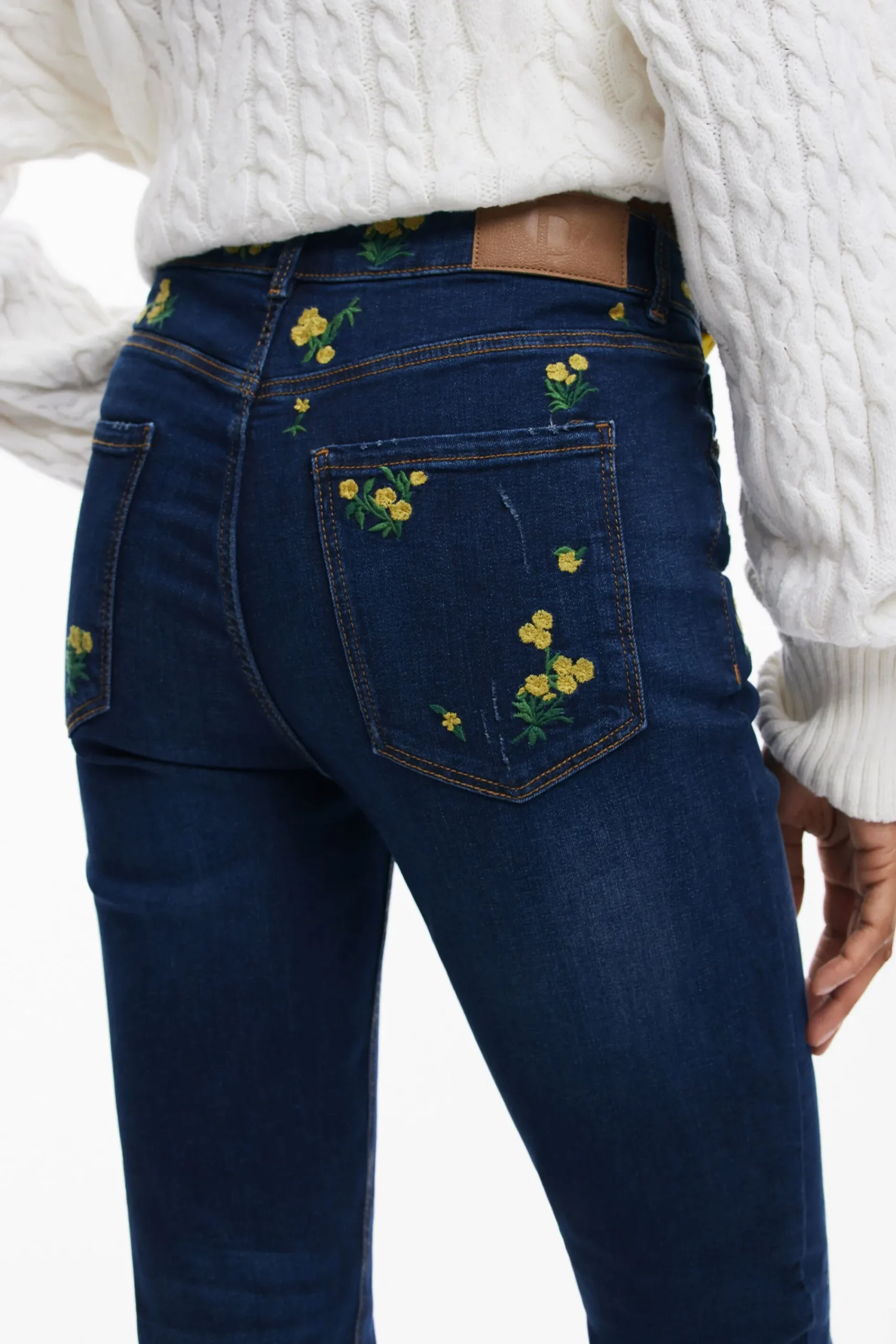 Jeans|Calças<Desigual Calça jeans com flores