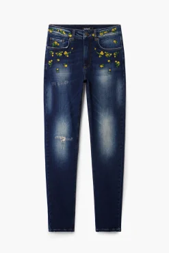 Jeans|Calças<Desigual Calça jeans com flores