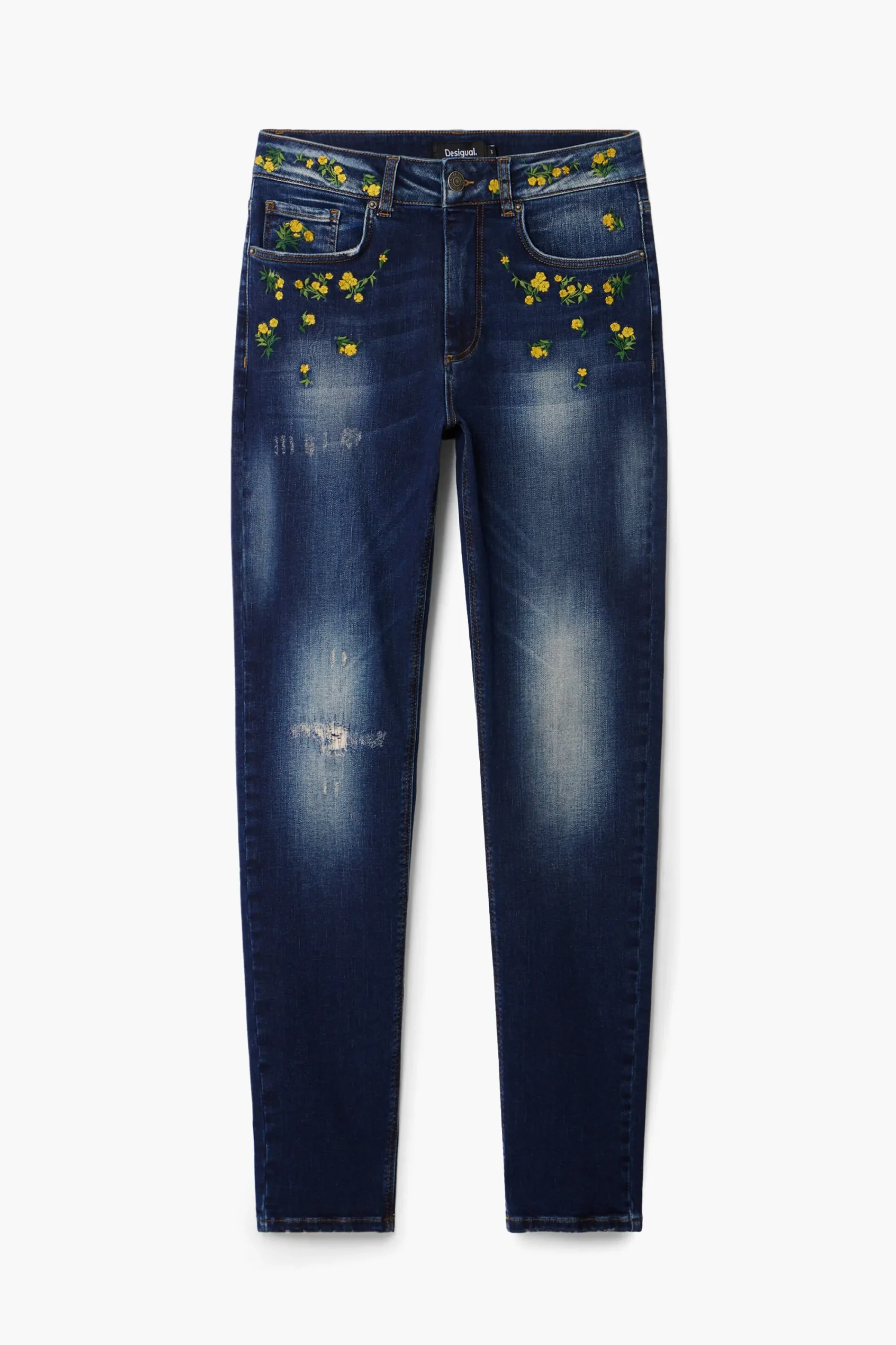 Jeans|Calças<Desigual Calça jeans com flores