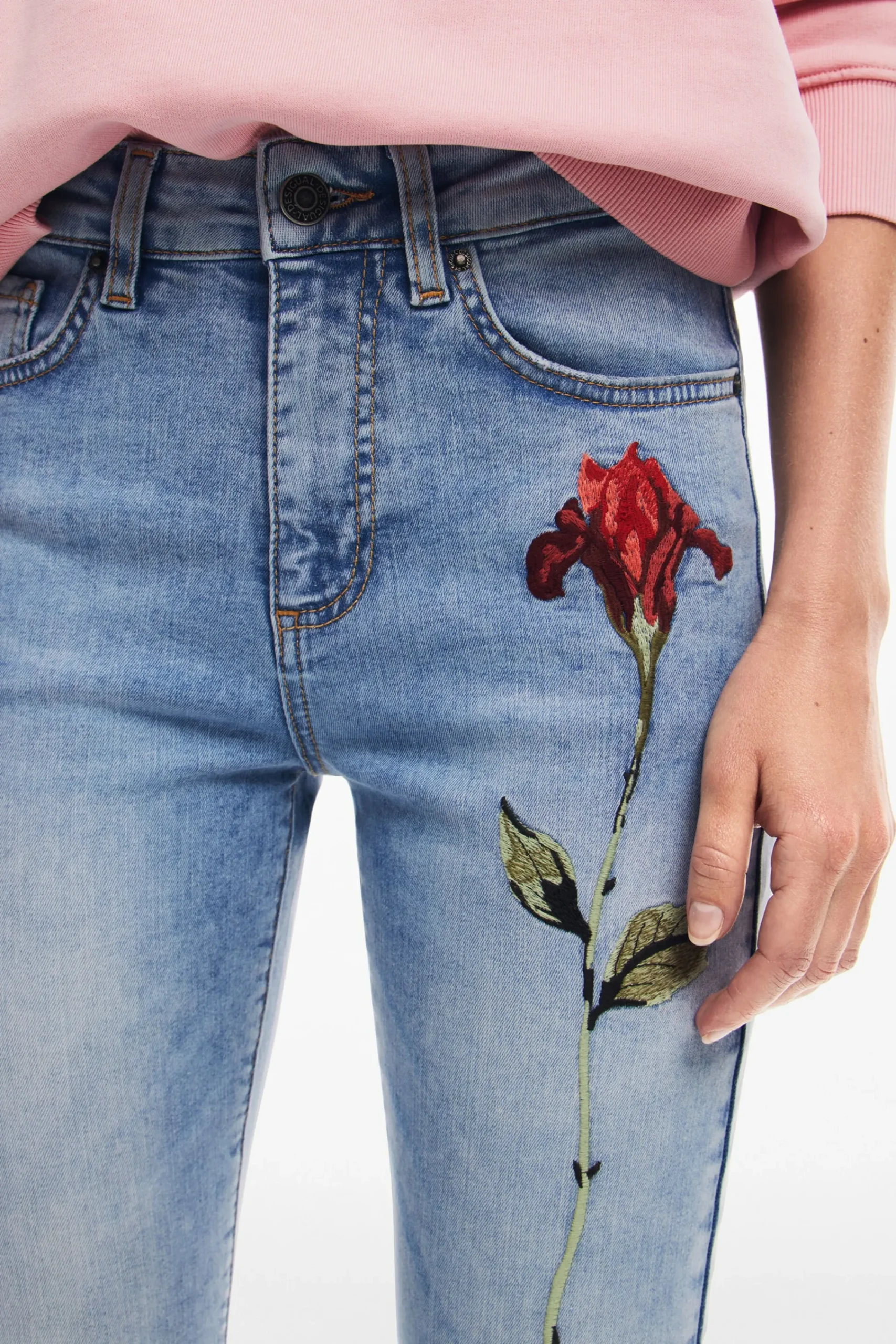 Jeans|Calças<Desigual Calça jeans rosa