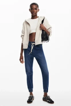 Jeans|Calças<Desigual Calça jogger em tecido jeans