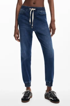 Jeans|Calças<Desigual Calça jogger em tecido jeans