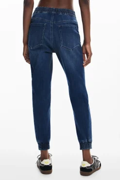 Jeans|Calças<Desigual Calça jogger em tecido jeans