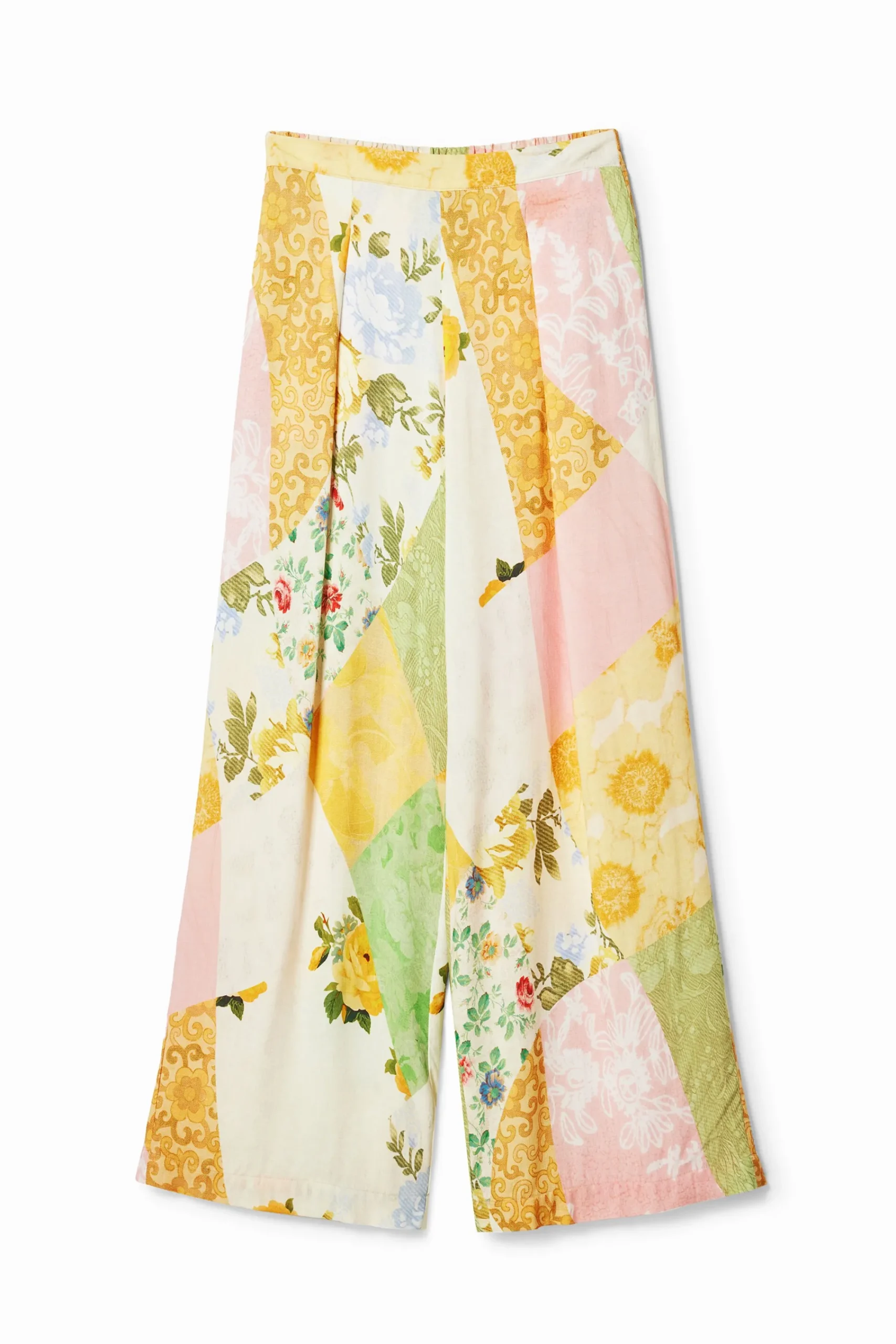 Calças<Desigual Calça palazzo com remendos
