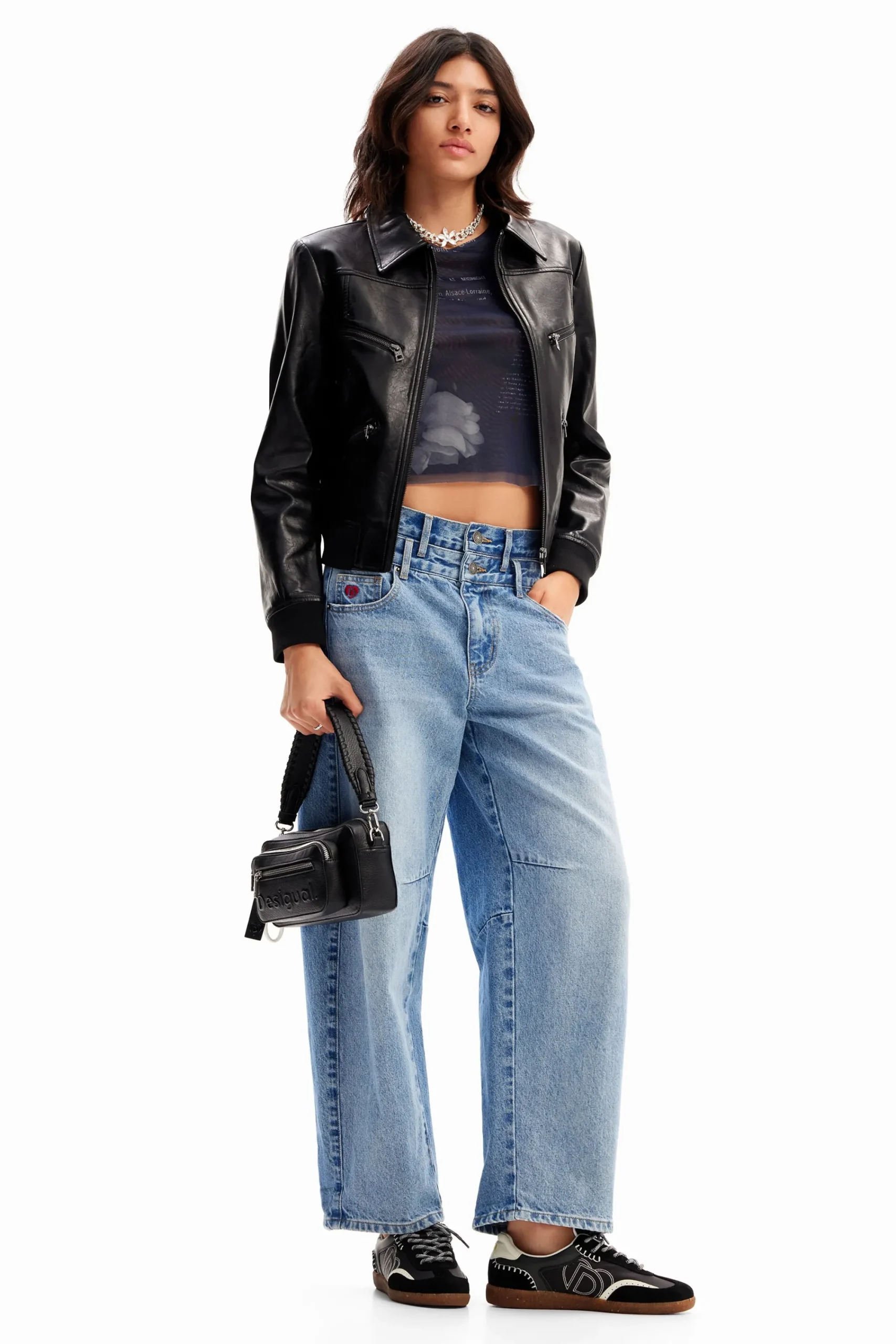 Jeans|Calças<Desigual Calças de ganga Balloon cintura dupla