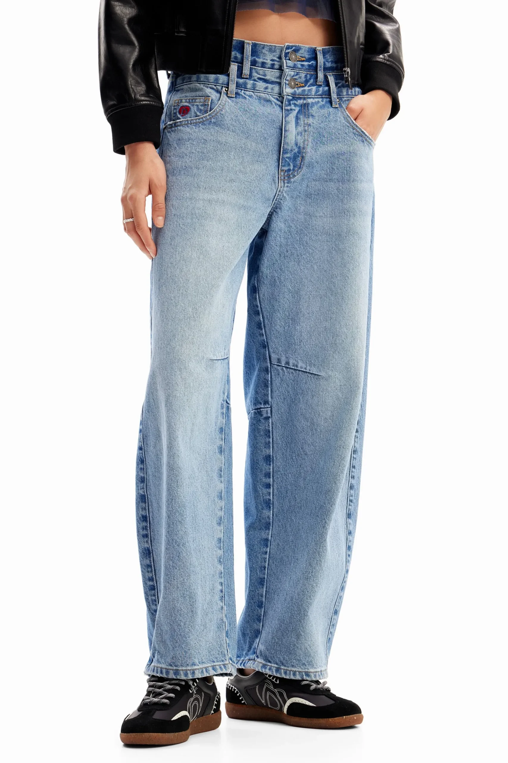 Jeans|Calças<Desigual Calças de ganga Balloon cintura dupla