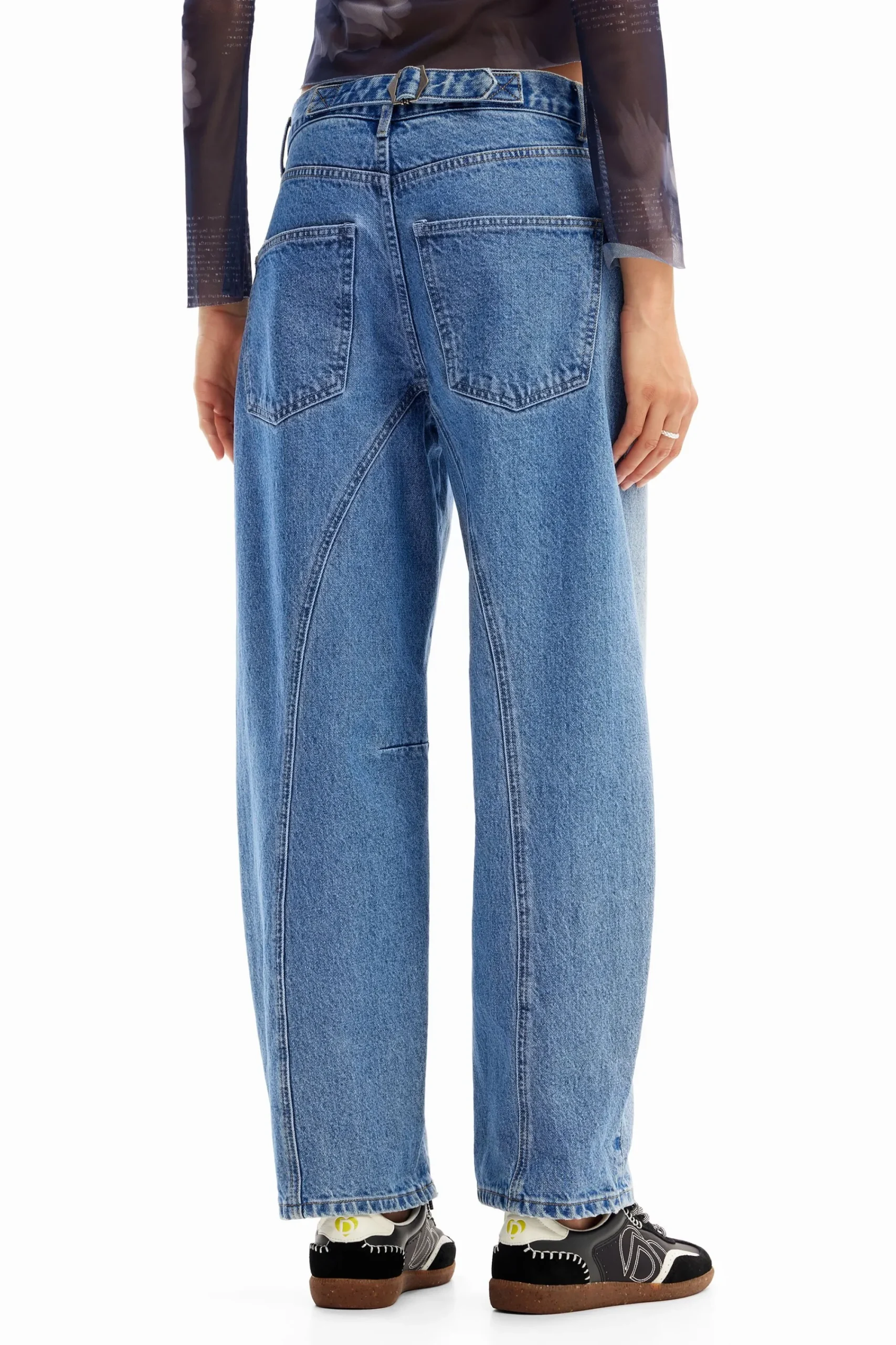 Jeans|Calças<Desigual Calças de ganga Balloon cintura dupla