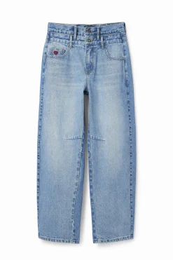 Jeans|Calças<Desigual Calças de ganga Balloon cintura dupla
