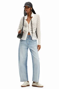 Jeans|Calças<Desigual Calças de ganga Balloon cintura dupla