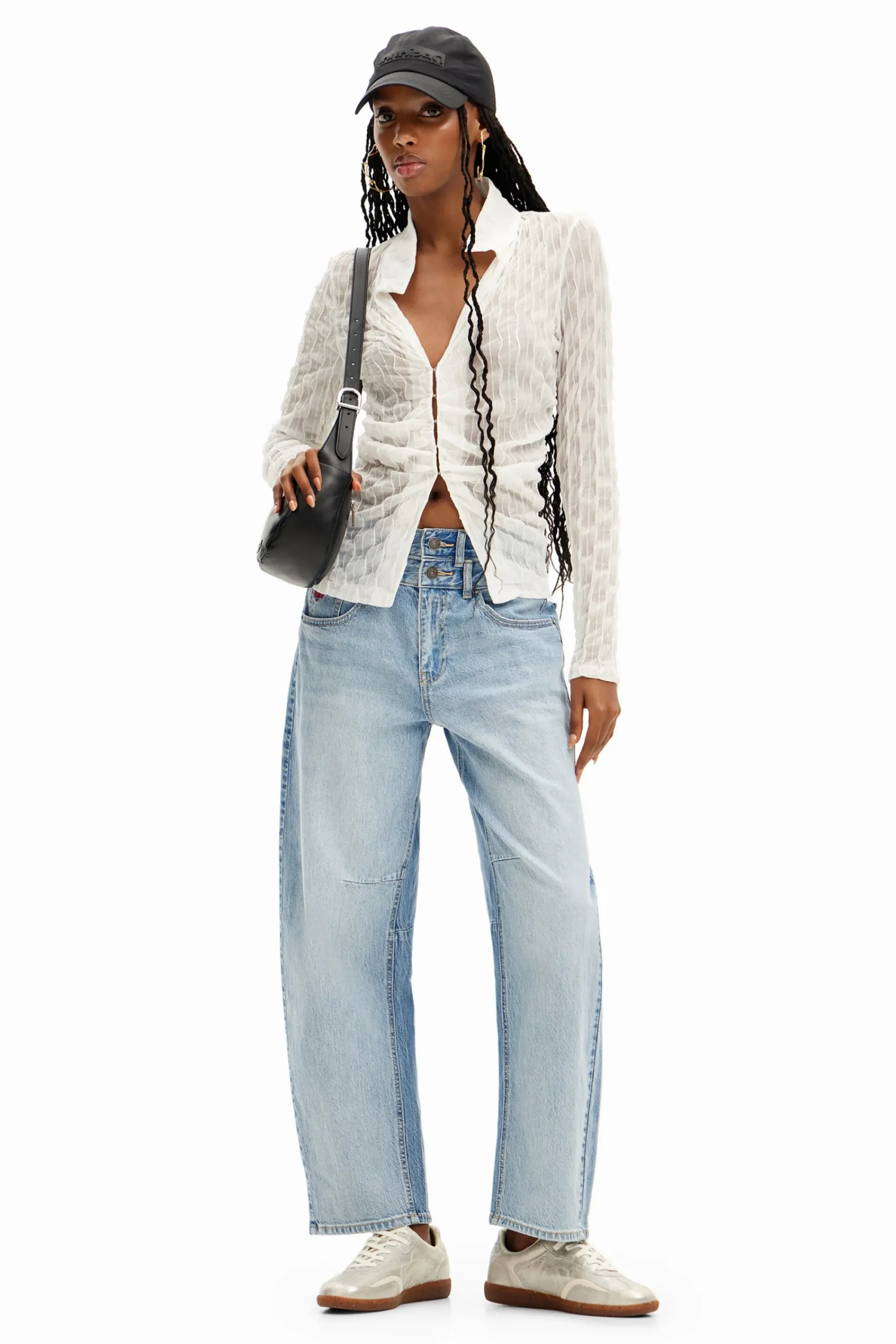 Jeans|Calças<Desigual Calças de ganga Balloon cintura dupla