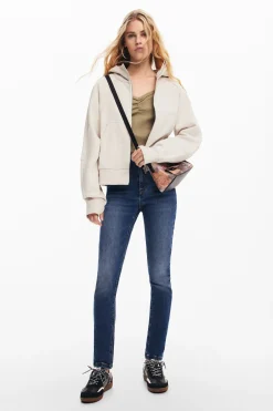 Jeans|Calças<Desigual Calças jeans retas com bolsos lisos
