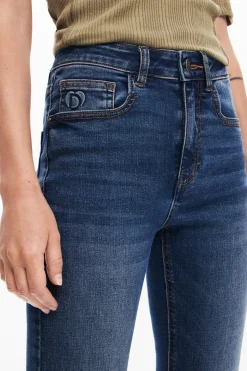 Jeans|Calças<Desigual Calças jeans retas com bolsos lisos