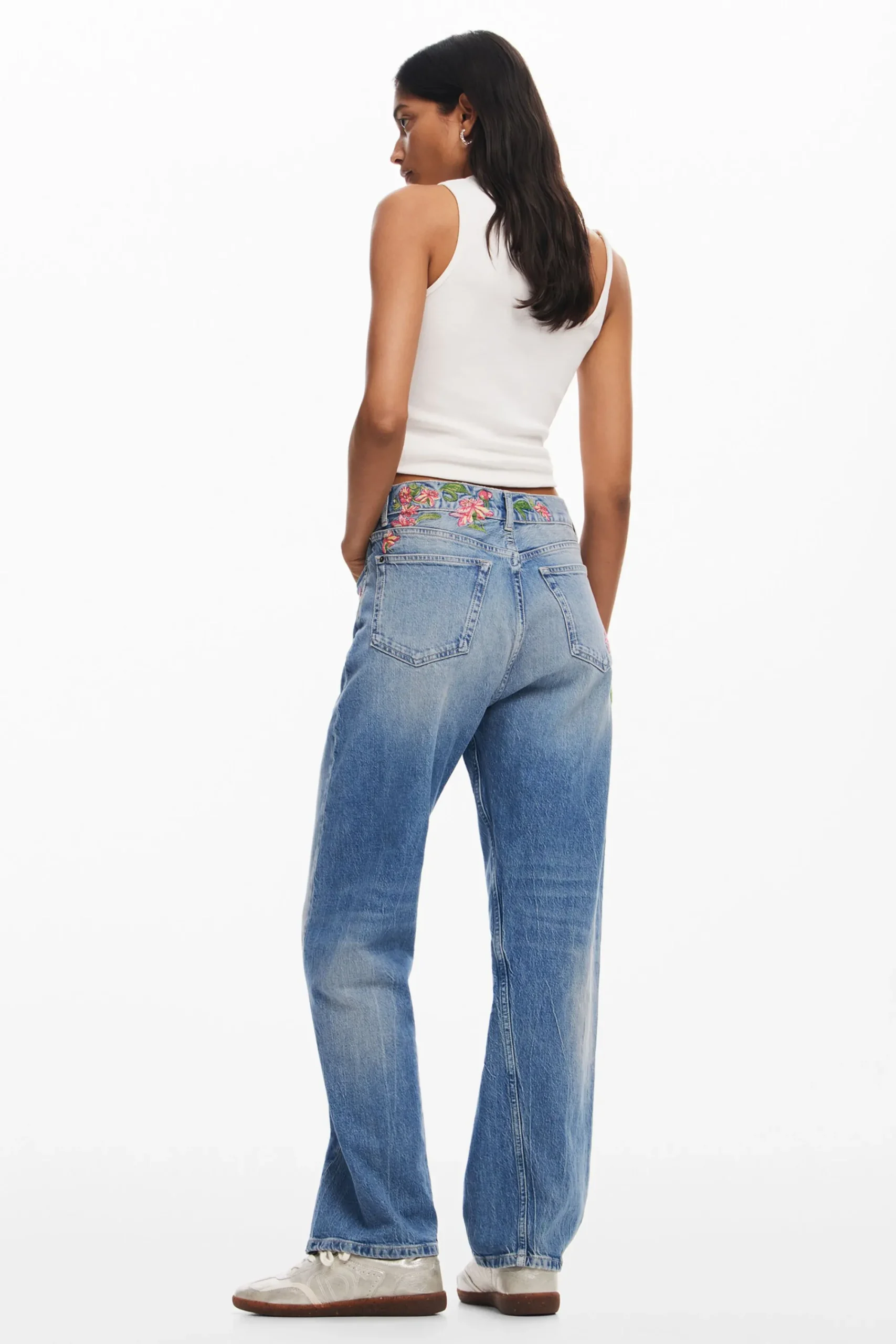 Jeans|Calças<Desigual Calças longas de denim com flores
