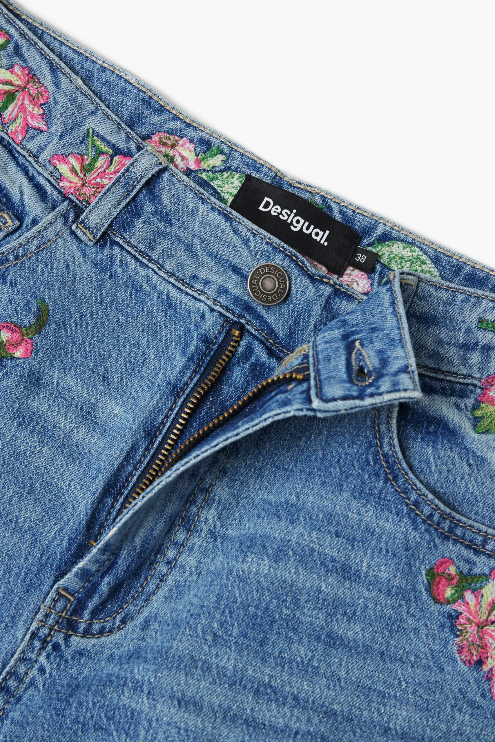 Jeans|Calças<Desigual Calças longas de denim com flores