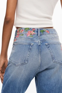 Jeans|Calças<Desigual Calças longas de denim com flores