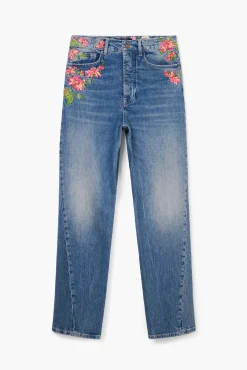 Jeans|Calças<Desigual Calças longas de denim com flores