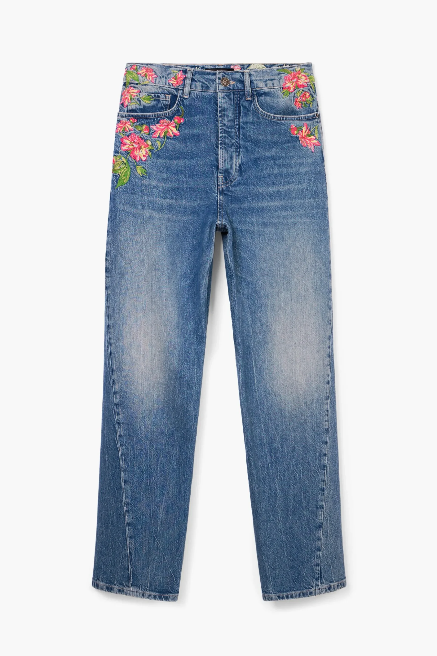 Jeans|Calças<Desigual Calças longas de denim com flores