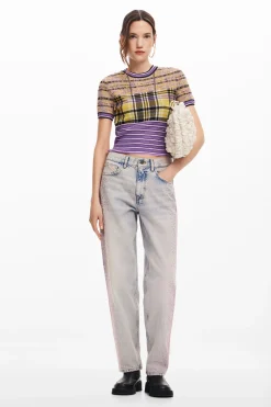 Jeans|Calças<Desigual Calças retas brilhantes