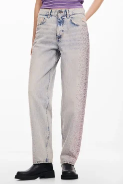 Jeans|Calças<Desigual Calças retas brilhantes