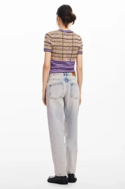 Jeans|Calças<Desigual Calças retas brilhantes