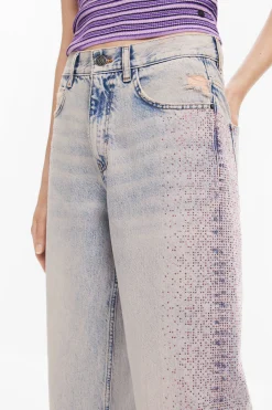 Jeans|Calças<Desigual Calças retas brilhantes