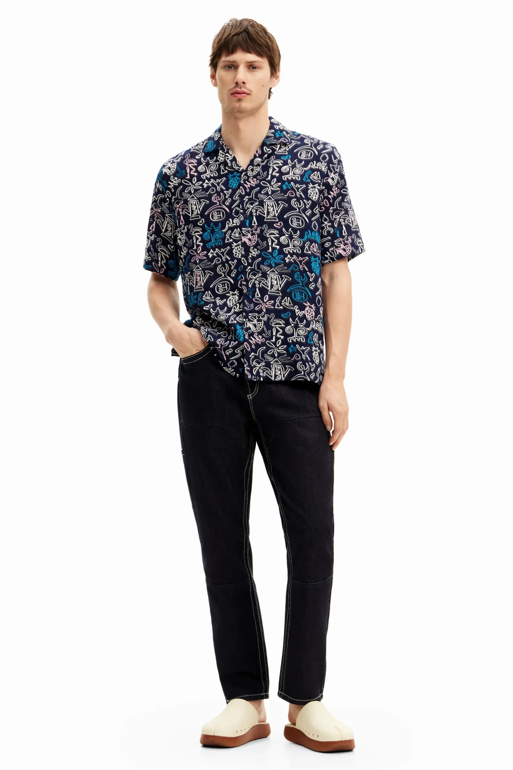 T-shirts|Camisas<Desigual Camisa com ilustrações em contraste