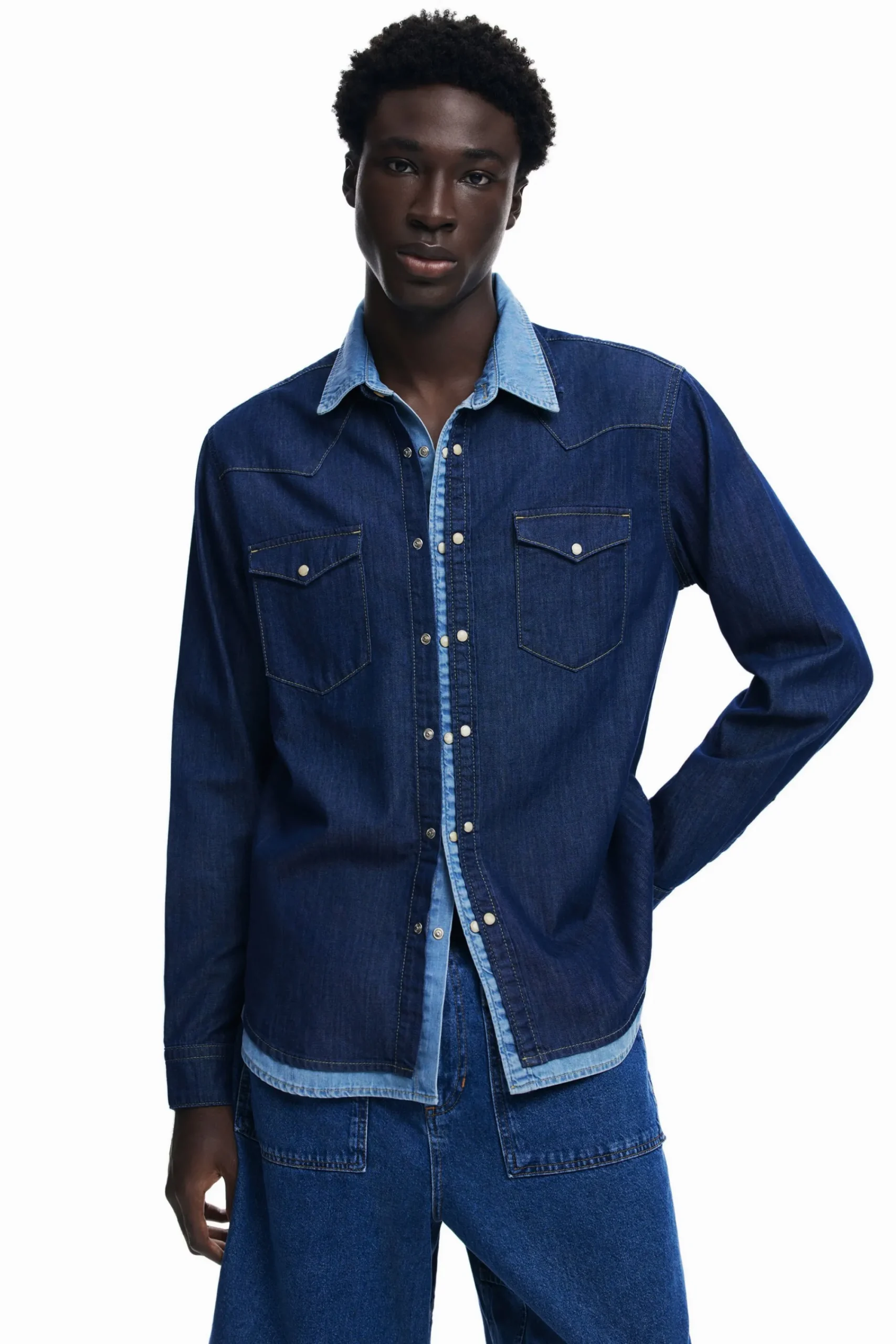 T-shirts|Camisas<Desigual Camisa de denim patchwork